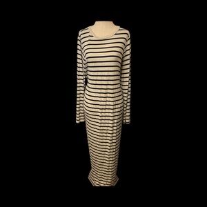 ASOS Black and White Striped Long Sleeve Maxi Dress Size 10
